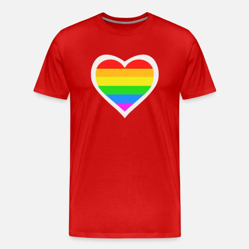 LGBT Queer Regenbogen Herz - Männer Premium Bio T-Shirt - Rot