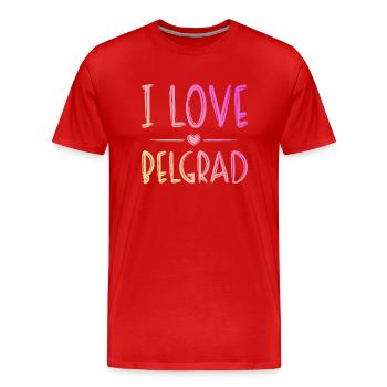I Love Belgrad - Männer Premium Bio T-Shirt - Rot - Vorne - Damien (186cm)