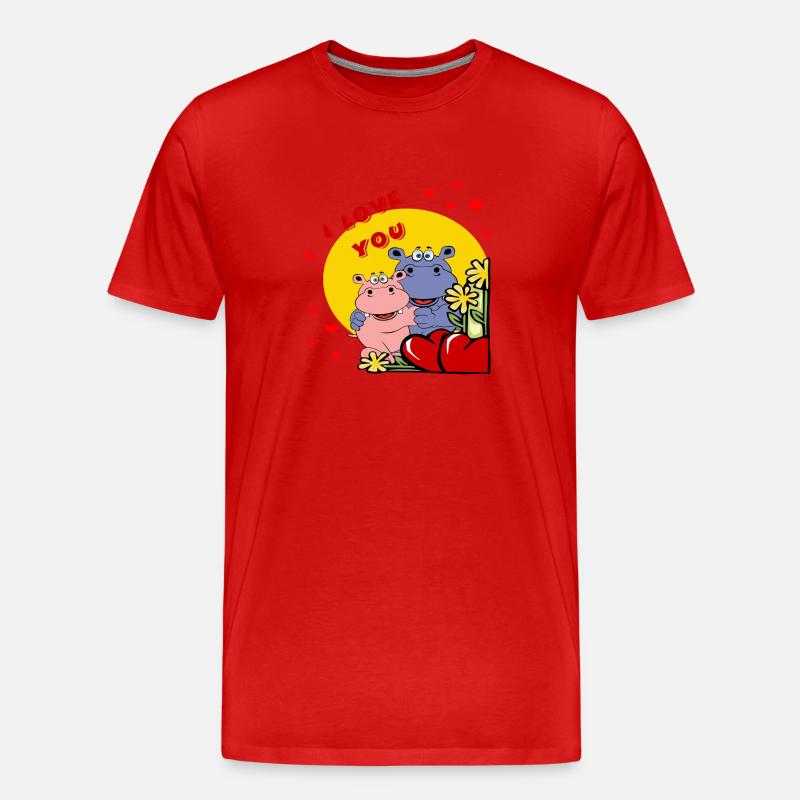 muttertag valentinstabe herz nilpferd hippo love - Männer Premium Bio T-Shirt - Rot