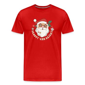 Groovy & Bright Weihnachten Retro Weihnachtslied - Männer Premium Bio T-Shirt - Rot - Vorne - Damien (186cm)