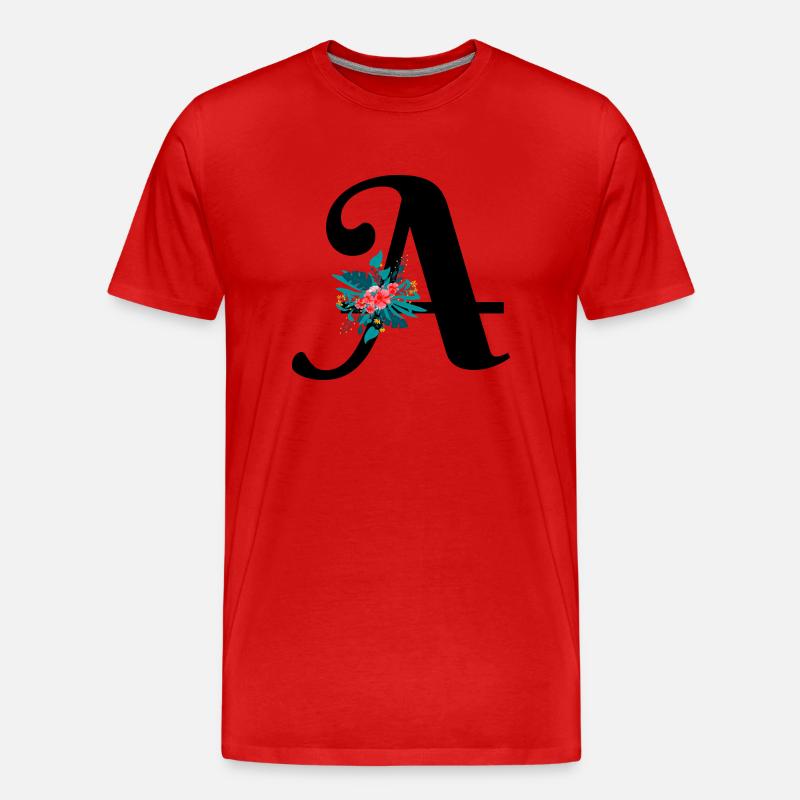 Buchstabe A blumig - Männer Premium Bio T-Shirt - Rot