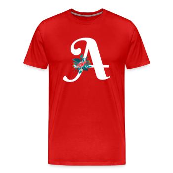 Buchstabe A blumig - Männer Premium Bio T-Shirt - Rot - Vorne - Damien (186cm)