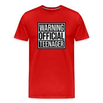 avertissement citation officielle d’adolescent - T-shirt bio Premium Homme - rouge - Devant - Damien (186cm)