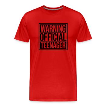 avertissement citation officielle d’adolescent - T-shirt bio Premium Homme - rouge - Devant - Damien (186cm)