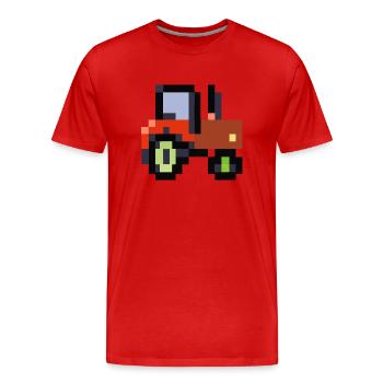 Tracteur idée cadeau pixélisé pixel tracteur - T-shirt bio Premium Homme - rouge - Devant - Damien (186cm)