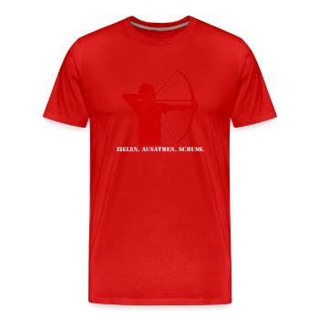 Aim Exhale Shot Archery - Men's Premium Organic T-Shirt - red - Front - Damien (186cm)