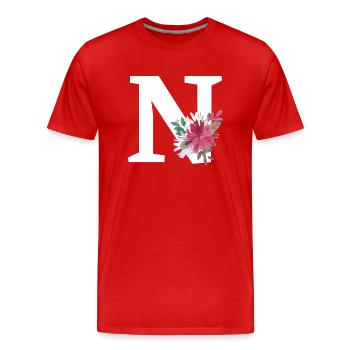 Buchstabe n blumig - Männer Premium Bio T-Shirt - Rot - Vorne - Damien (186cm)