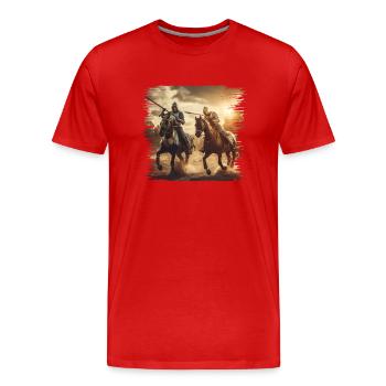 A medieval jousting tournament - Men's Premium Organic T-Shirt - red - Front - Damien (186cm)