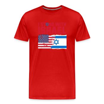 Israel USA America Origin Flag Jerusalem - Men's Premium Organic T-Shirt - red - Front - Damien (186cm)