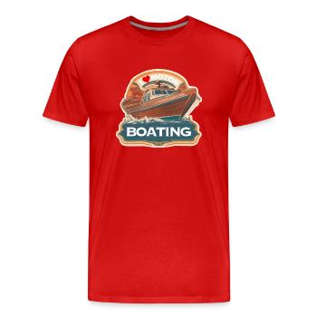 J’adore le bateau à moteur - T-shirt bio Premium Homme - rouge - Devant - Damien (186cm)