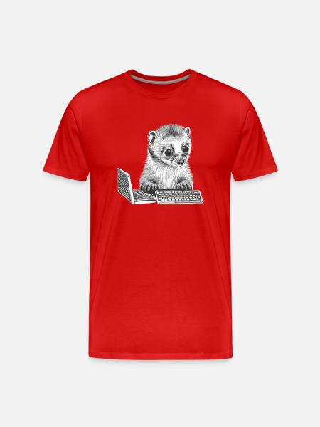 CUTE GEEK FERRET - Men's Premium Organic T-Shirt - red