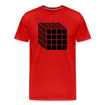 4x4 Block Würfel - Männer Premium Bio T-Shirt - Rot - Vorne - Damien (186cm)