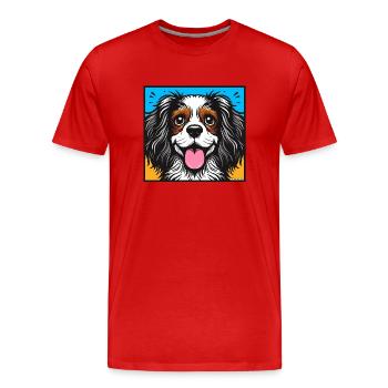 King Charles Cavalier Pop art - Men's Premium Organic T-Shirt - red - Front - Damien (186cm)