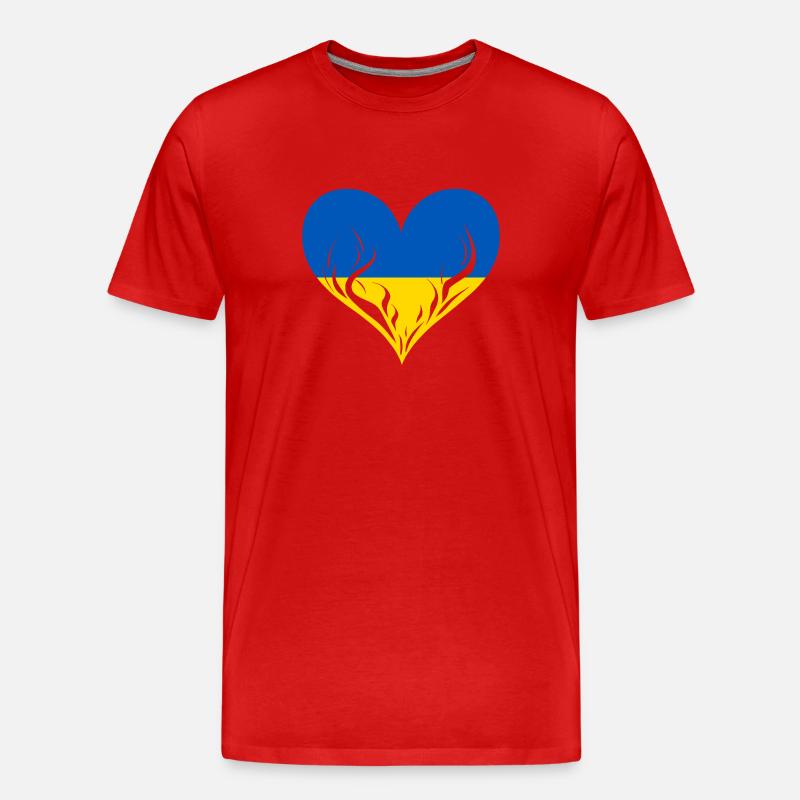 Ukraine Herz - Männer Premium Bio T-Shirt - Rot