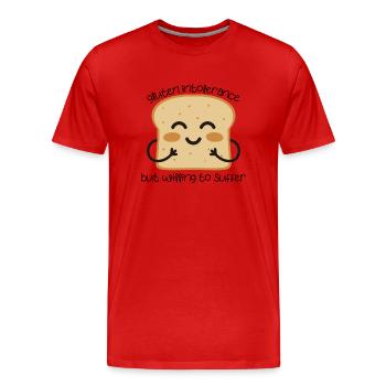 Glutenunverträglichkeit lustiges Zitat Toast Allergie - Männer Premium Bio T-Shirt - Rot - Vorne - Damien (186cm)