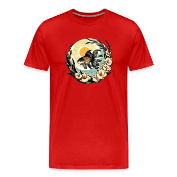 Poisson rouge Oranda fantaisie - T-shirt bio Premium Homme - rouge - Devant - Damien (186cm)