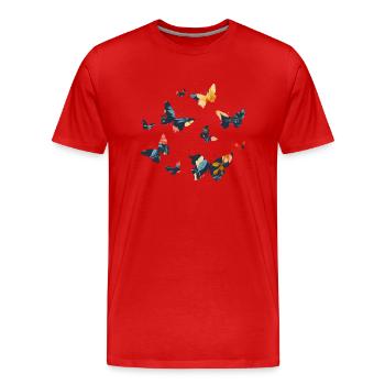 Papillons à motifs floraux - T-shirt bio Premium Homme - rouge - Devant - Damien (186cm)