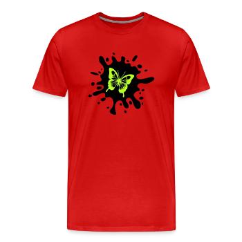Papillon éclaboussures de couleur - T-shirt bio Premium Homme - rouge - Devant - Damien (186cm)
