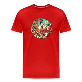 Pin-up pêche de Géorgie - T-shirt bio Premium Homme - rouge - Devant - Damien (186cm)