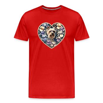 Yorkie - T-shirt bio Premium Homme - rouge - Devant - Damien (186cm)