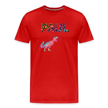 PAUL - Schöner Jungen Name mit Dinosaurier - Männer Premium Bio T-Shirt - Rot - Vorne - Damien (186cm)