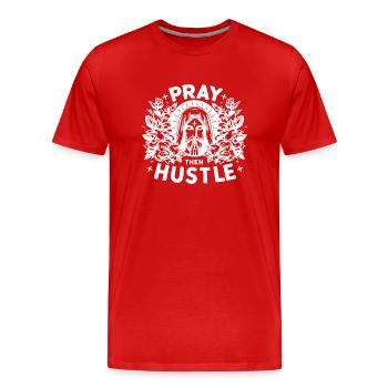 Bete dann: Hektik - Männer Premium Bio T-Shirt - Rot - Vorne - Damien (186cm)