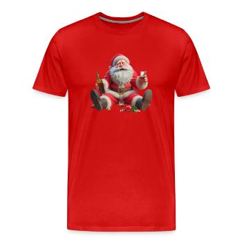Père Noël ivre 2 - T-shirt bio Premium Homme - rouge - Devant - Damien (186cm)