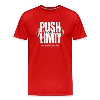 Repoussez vos limites - T-shirt bio Premium Homme - rouge - Devant - Damien (186cm)