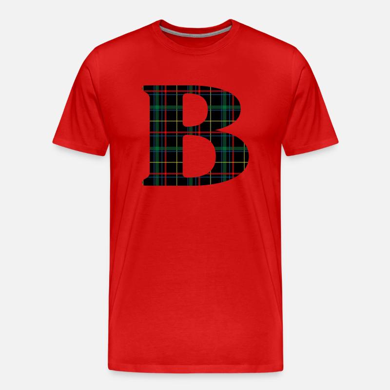 Monogrammiert b Schottischer Tartan - Männer Premium Bio T-Shirt - Rot