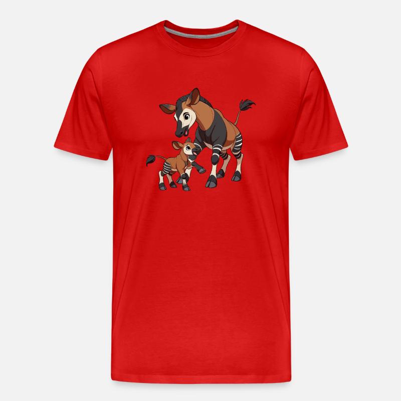 Okapi Mutter und Kind - Männer Premium Bio T-Shirt - Rot