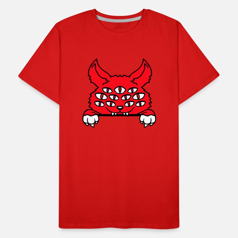 Cat Demon Many Eyes Devil Hell Evil Monster Men's Premium Organic T-Shirt