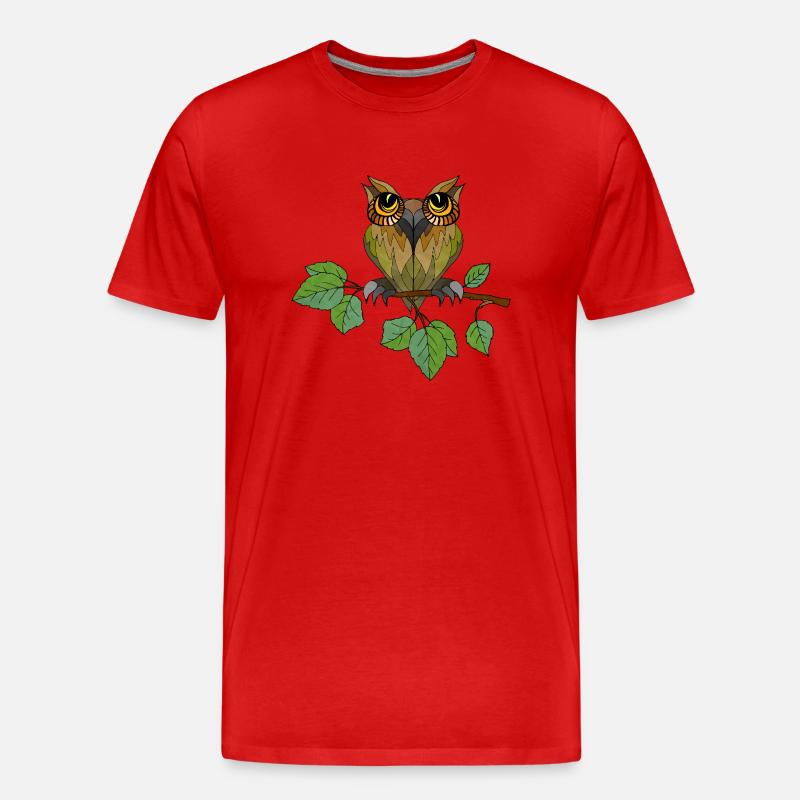 Eule Vogel - Männer Premium Bio T-Shirt - Rot