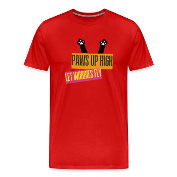 PAWS UP HIGH - Männer Premium Bio T-Shirt - Rot - Vorne - Damien (186cm)