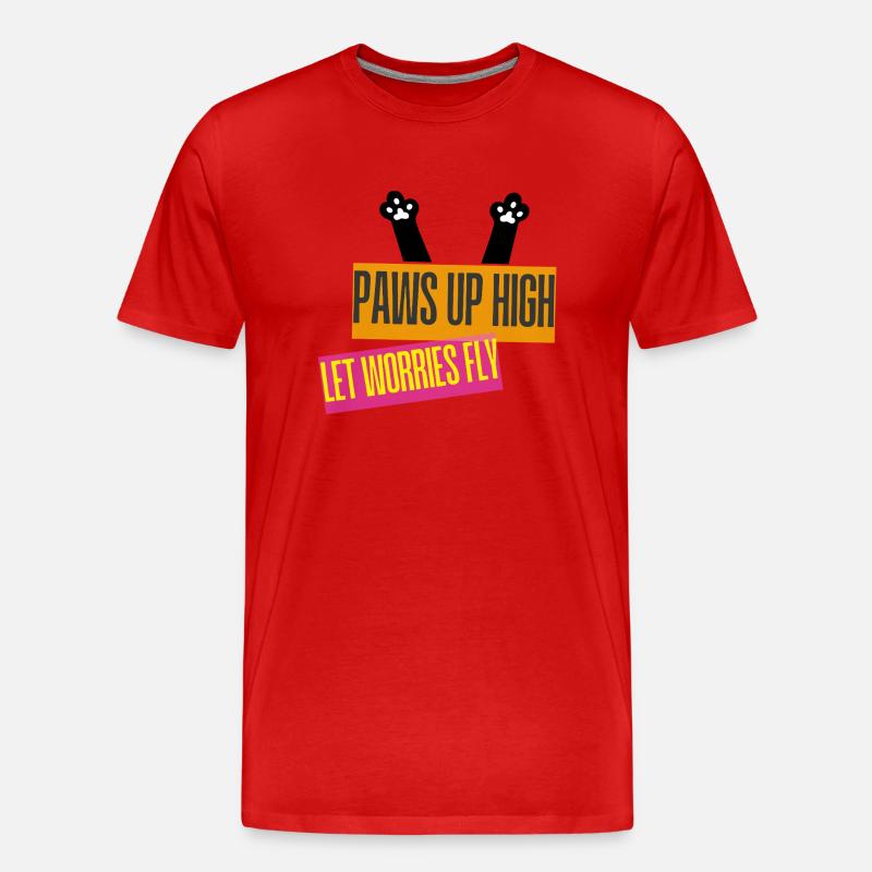 PAWS UP HIGH - Männer Premium Bio T-Shirt - Rot