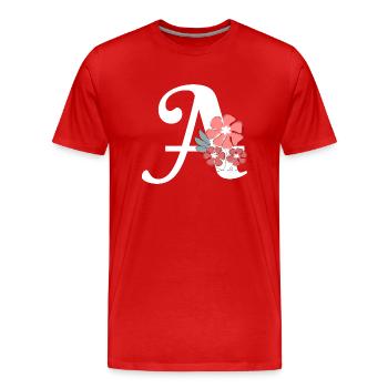 Minimalistischer Blumenbrief - Männer Premium Bio T-Shirt - Rot - Vorne - Damien (186cm)