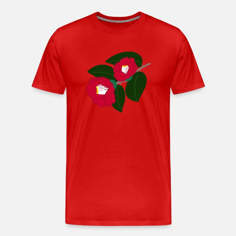 zwei rote Kamelienblüten - Männer Premium Bio T-Shirt - Rot