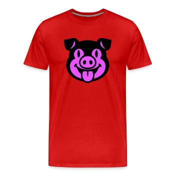 Tête de porcelet - T-shirt bio Premium Homme - rouge - Devant - Damien (186cm)