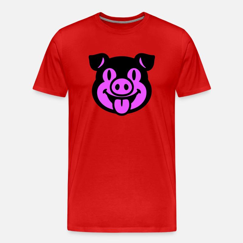 Ferkel Schwein Kopf - Männer Premium Bio T-Shirt - Rot