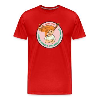 Pippi Langstrumpf Design Wilde Pippi Mit Spruch - Männer Premium Bio T-Shirt - Rot - Vorne - Damien (186cm)