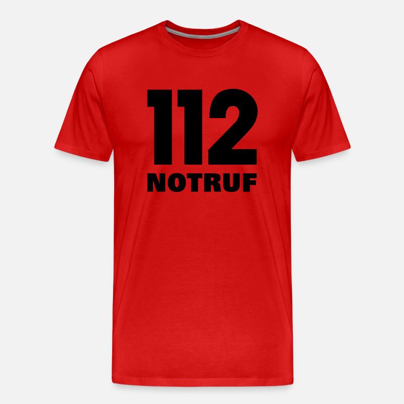 112 Notruf - Männer Premium Bio T-Shirt - Rot