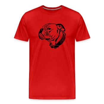 Das Motiv die Geschichte - Männer Premium Bio T-Shirt - Rot - Vorne - Damien (186cm)