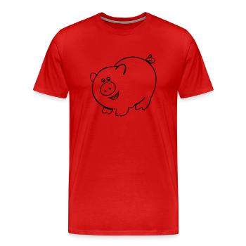 De porcs - T-shirt bio Premium Homme - rouge - Devant - Damien (186cm)
