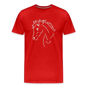 Pferdekopf - Männer Premium Bio T-Shirt - Rot - Vorne - Damien (186cm)