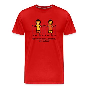 Walking II - Männer Premium Bio T-Shirt - Rot - Vorne - Damien (186cm)