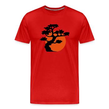 sonne abend mond nacht baum dekoration cool gaertn - Männer Premium Bio T-Shirt - Rot - Vorne - Damien (186cm)