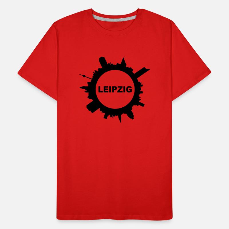 Skyline Leipzig rund Name Männer Premium Bio T-Shirt