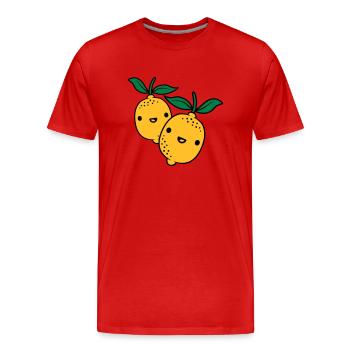 2 citrons kawaii - T-shirt bio Premium Homme - rouge - Devant - Damien (186cm)