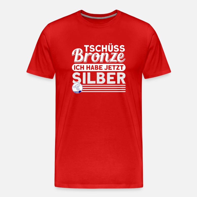 Schwimmer Schwimmprüfung Silber Geschenk - Männer Premium Bio T-Shirt - Rot