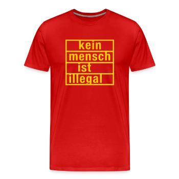 kein mensch ist illegal - Männer Premium Bio T-Shirt - Rot - Vorne - Damien (186cm)
