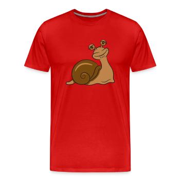 Escargot drôle de sucré - T-shirt bio Premium Homme - rouge - Devant - Damien (186cm)